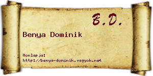 Benya Dominik névjegykártya